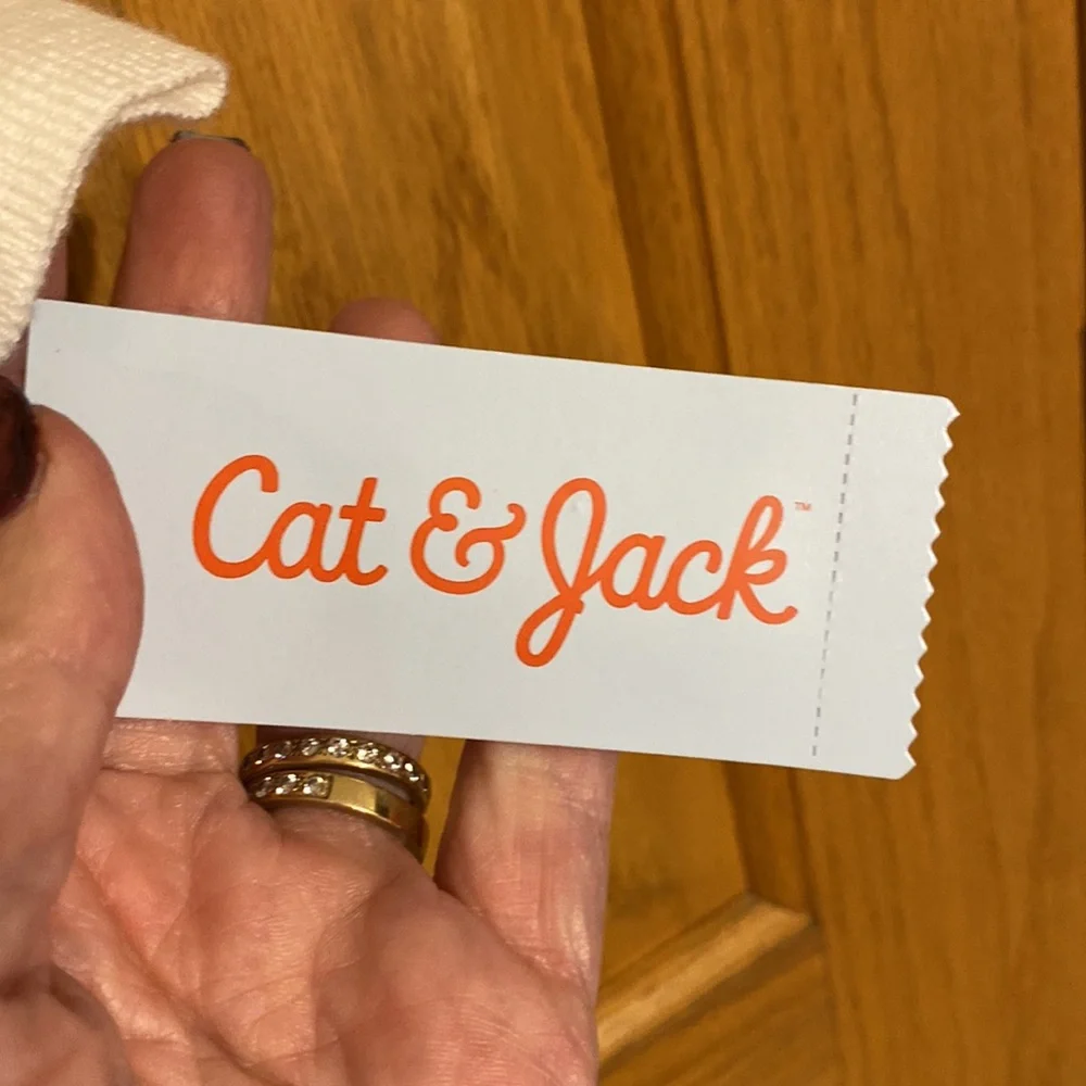 4T Cat & Jack Cream Cardigan Sweater with sparkling buttons, ribbed cuffs& waist - Picture 6 of 9